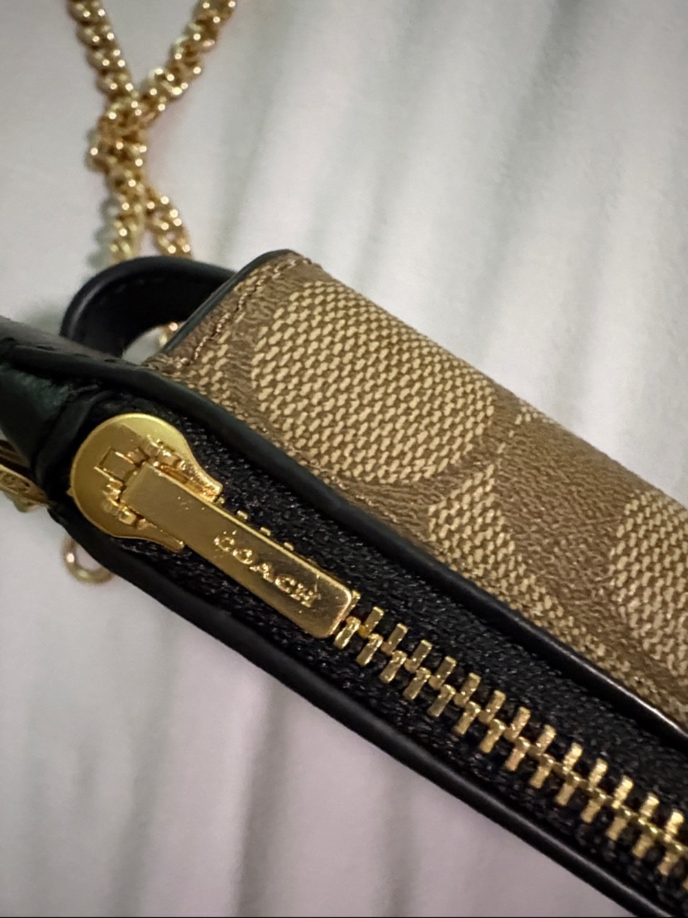 Coach Bee Signature Crossbody Phone Case in Brown with Black Trim - Picture 3 of 3